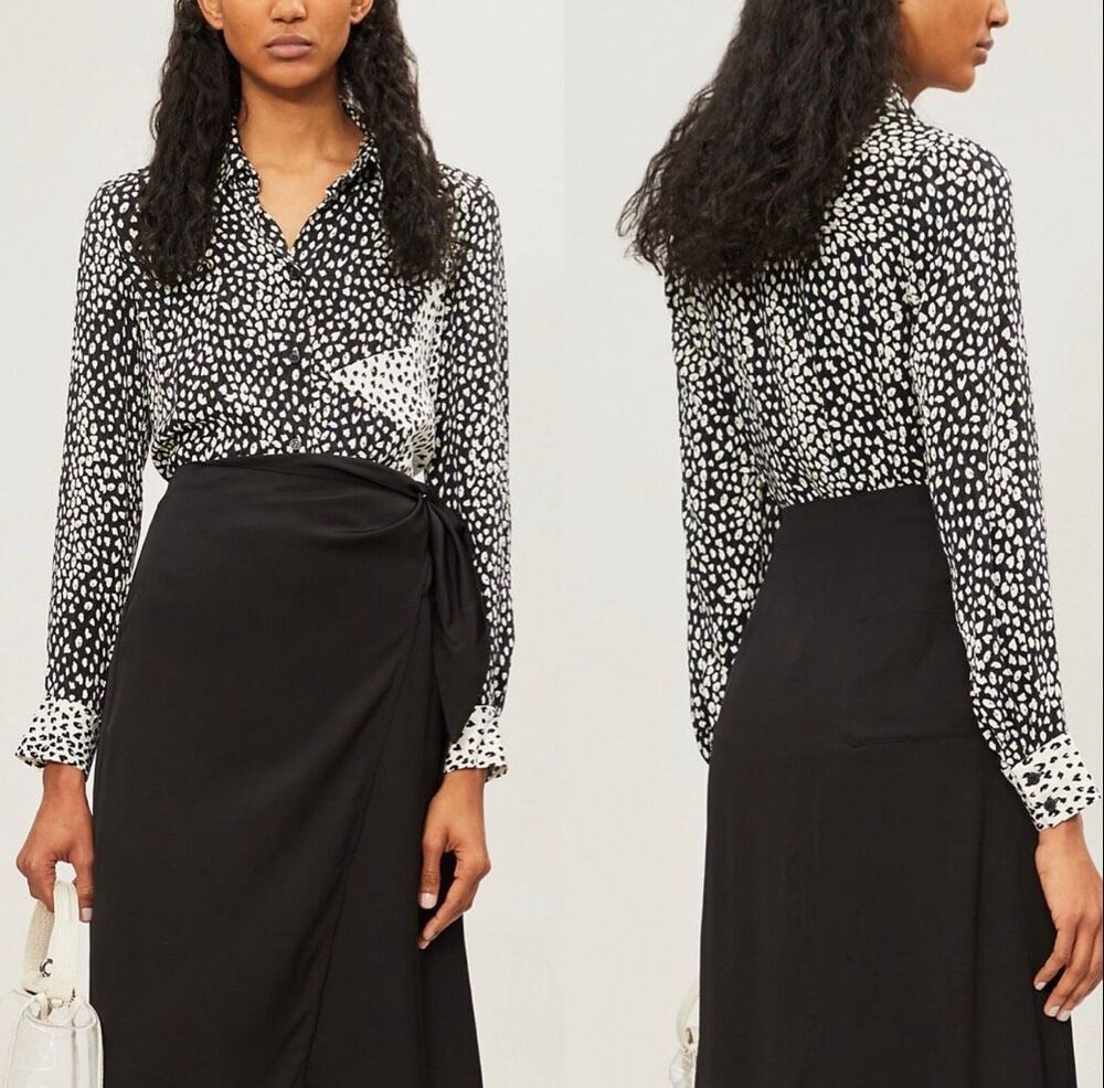 Maje Cilia leopard-print crepe shirt Button Down Long Sleeve size 4 M